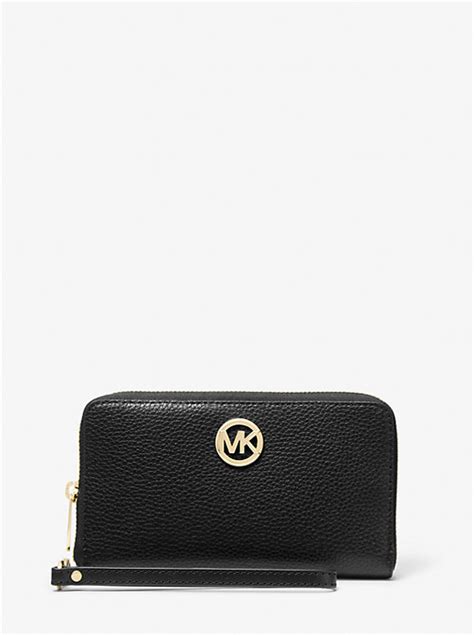 michael kors fulton wristlet genuine leather|Fulton Pebbled Leather Smartphone Wristlet .